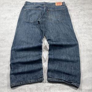 Vintage Levi's 569 Loose Straight Dark Blue Acid Wash Baggy Wide leg Jeans 38x30